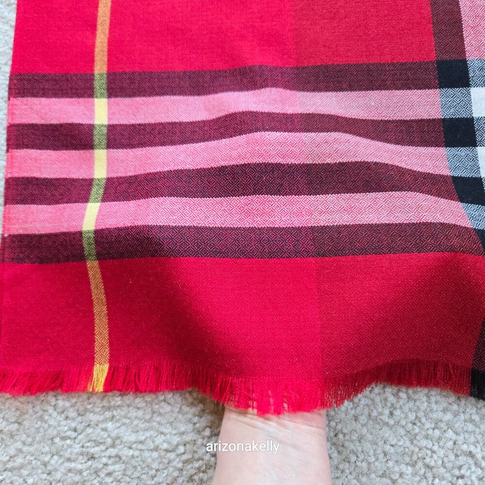 NWOT Ugg Merino Wool Red Plaid Scarf - Picture 4 of 13